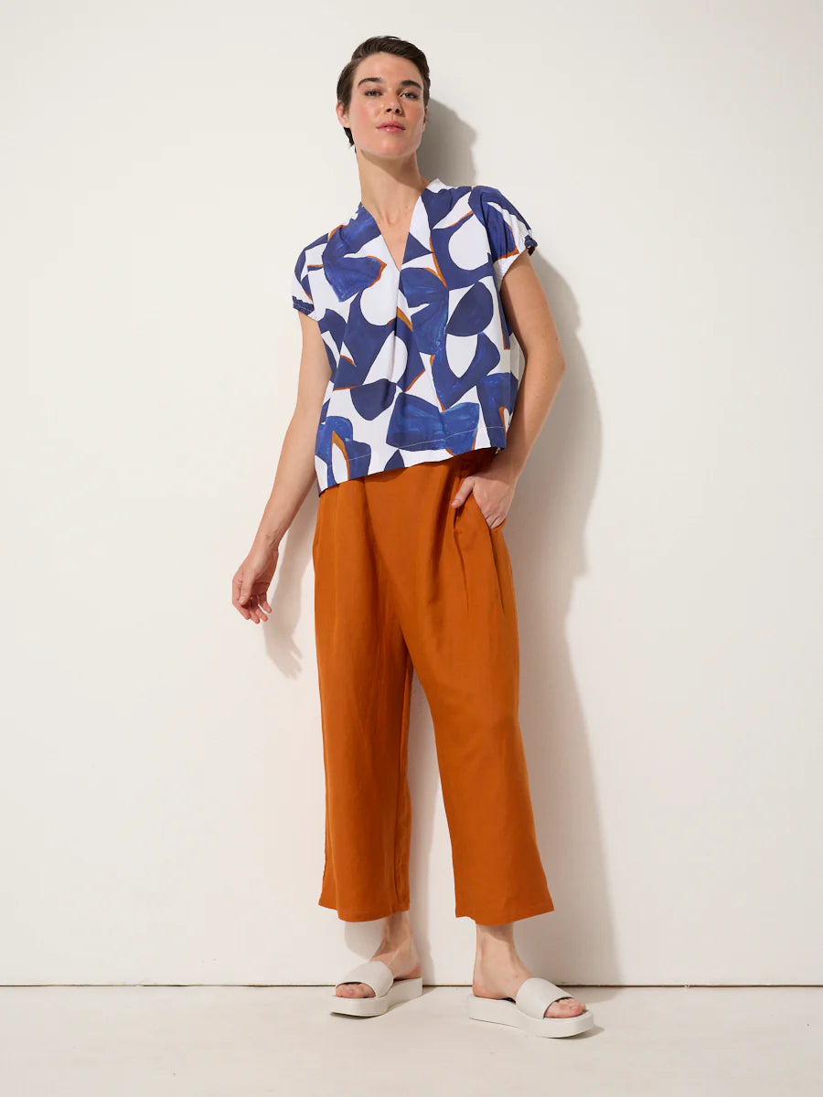 Essential Linen Wrap Pant | Rust