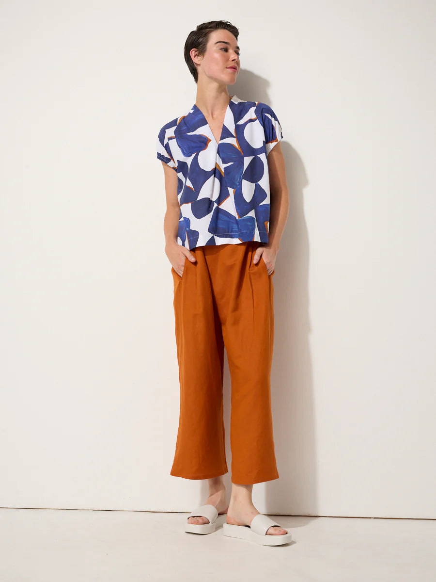 Essential Linen Wrap Pant | Rust