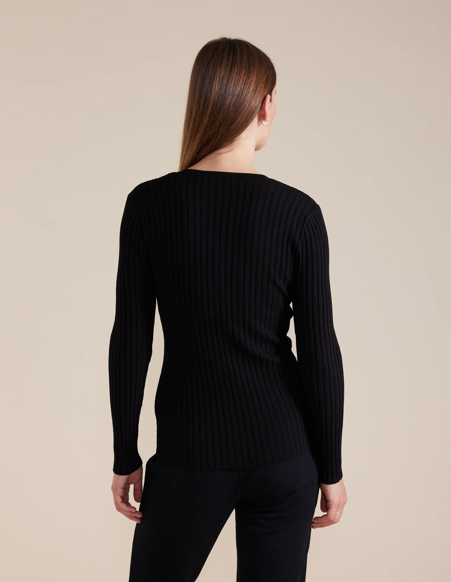 Essential Rib Knit Henley | Black - Marco Polo - Beechworth Emporium