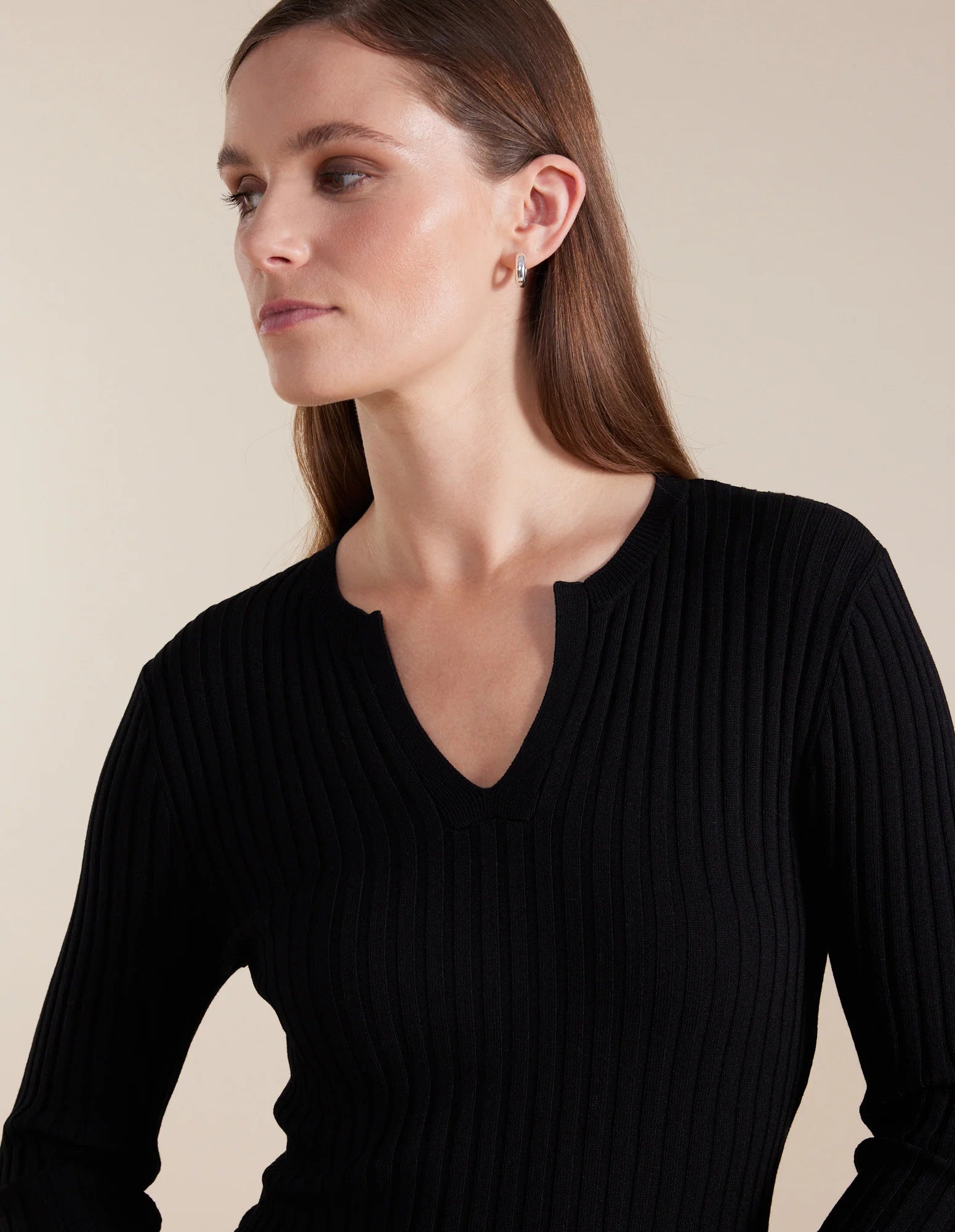 Essential Rib Knit Henley | Black - Marco Polo - Beechworth Emporium