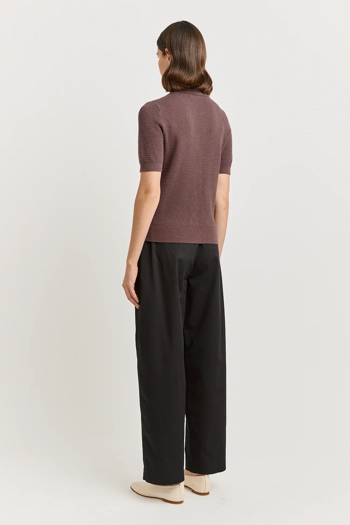 Grain Stitch Button Polo | Cacao