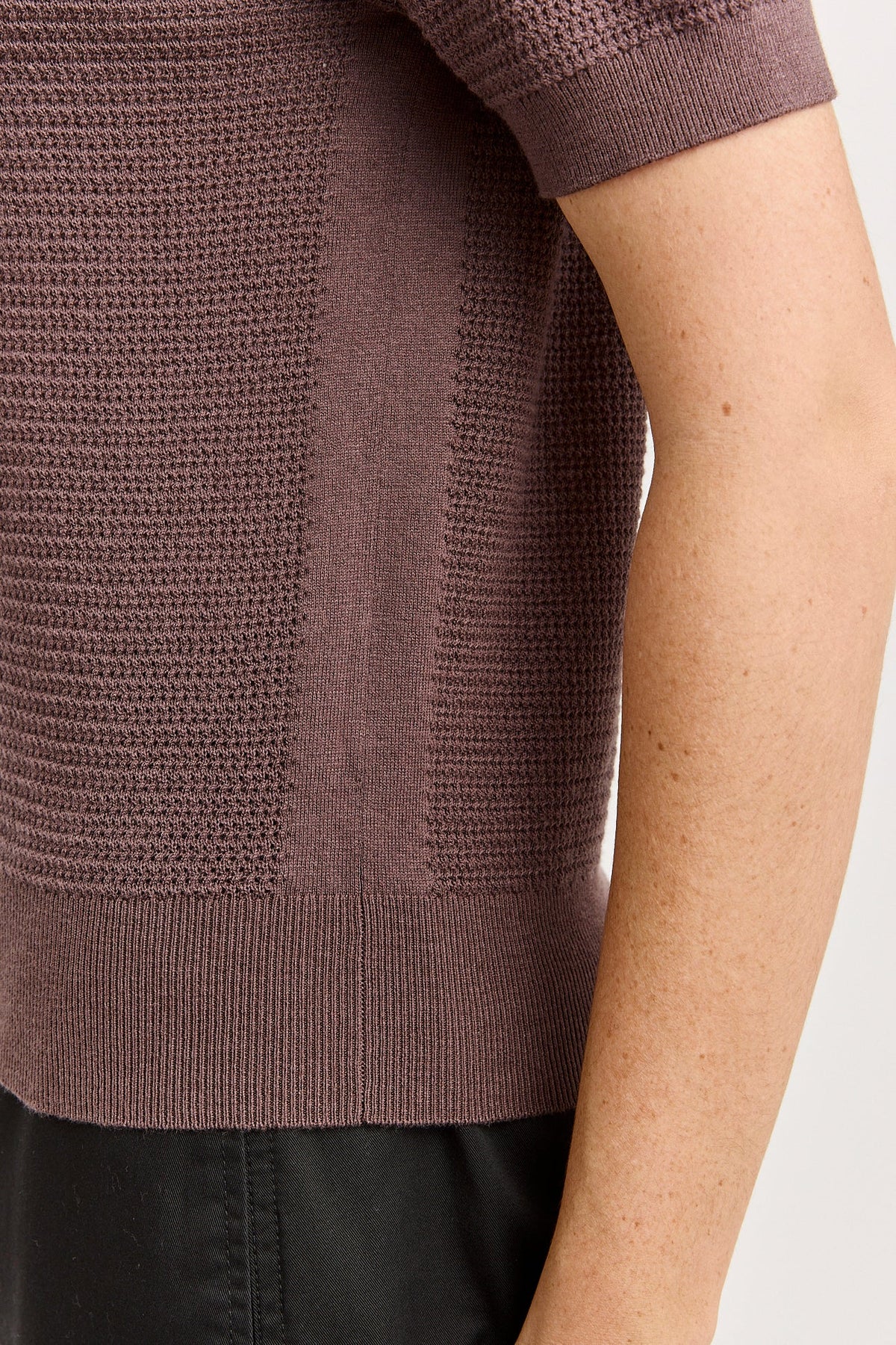 Grain Stitch Button Polo | Cacao