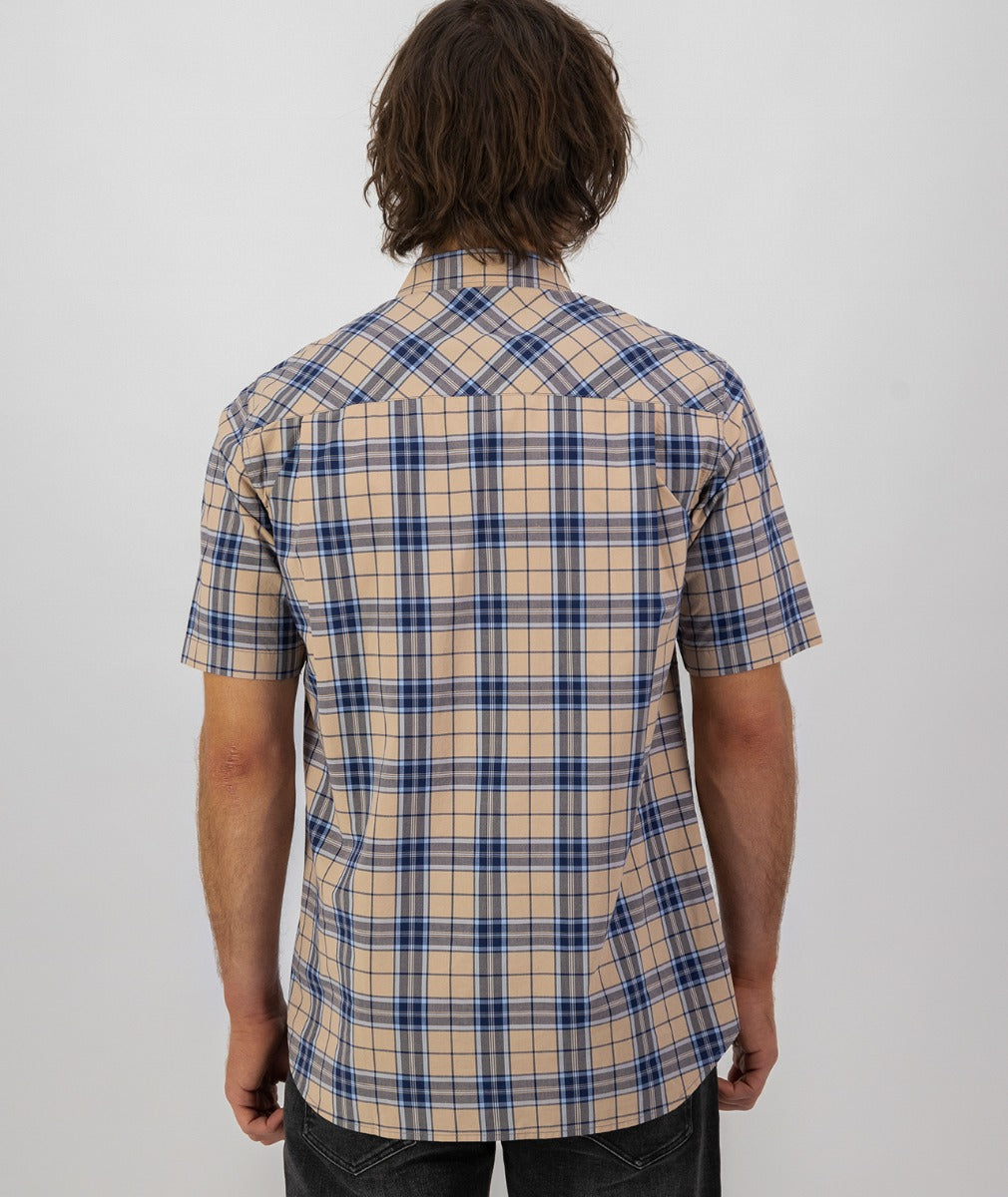 Grendon Short Sleeve Shirt | Pebble/Navy Check - Swanndri - Beechworth Emporium