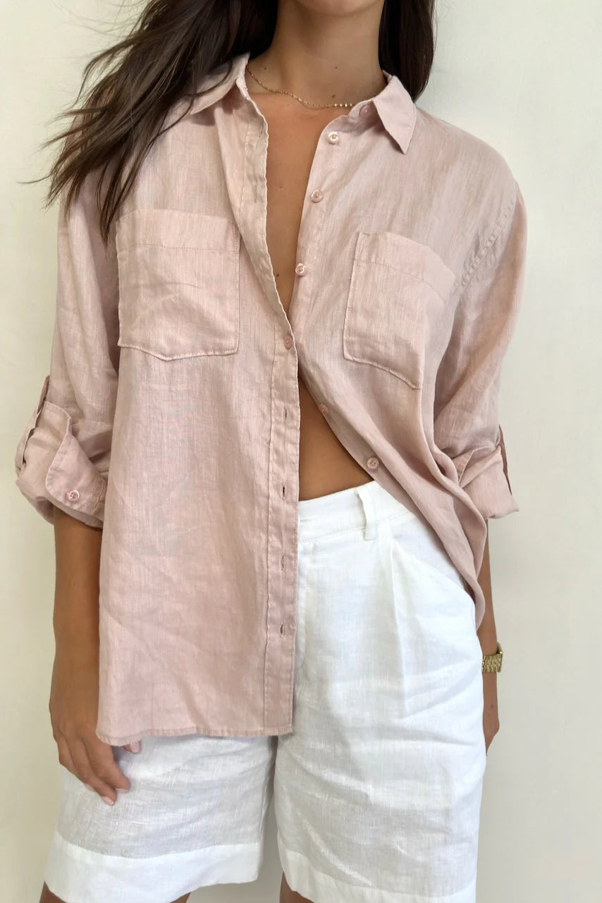 Boyfriend Linen Shirt | Blush