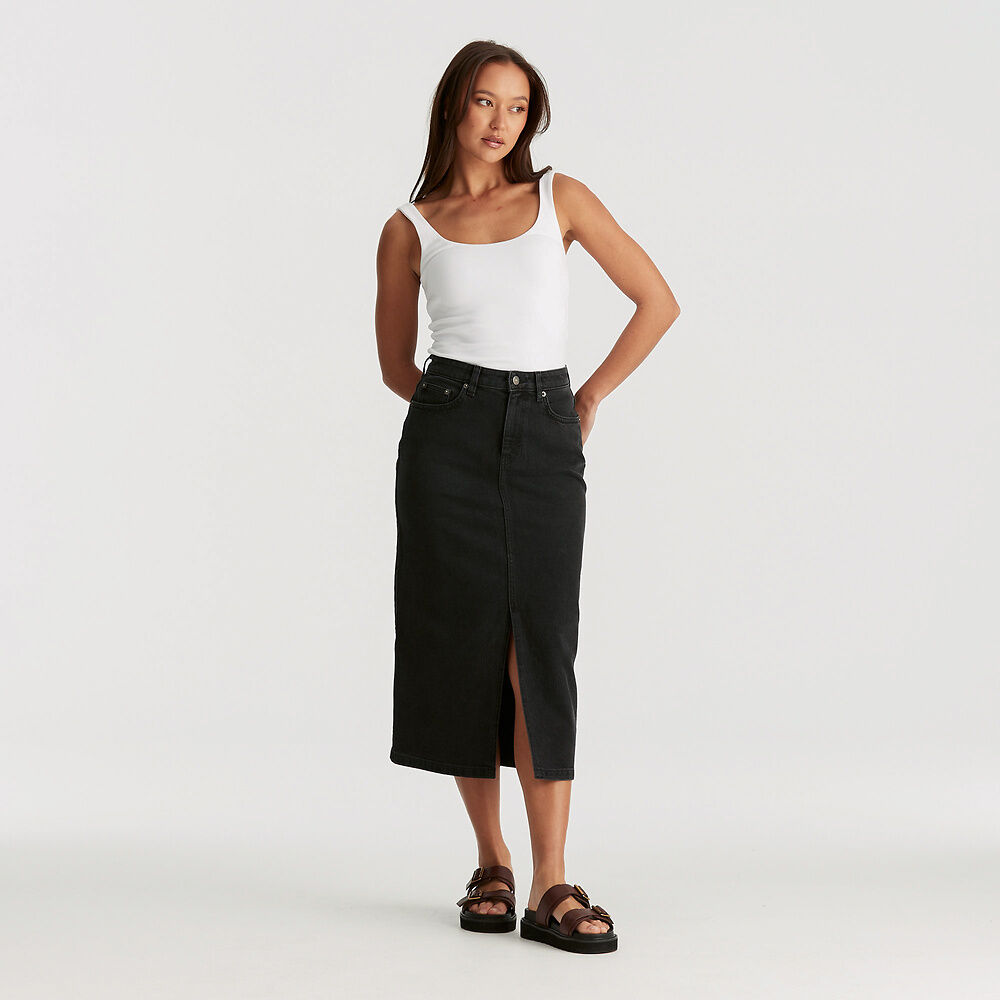 Hi Midi Skirt | Black Fortune - - Beechworth Emporium