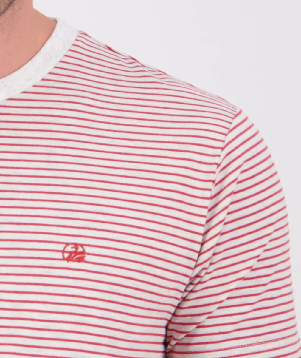 Hilderthorpe Stripe Tee | Campfire/Taupe Marle