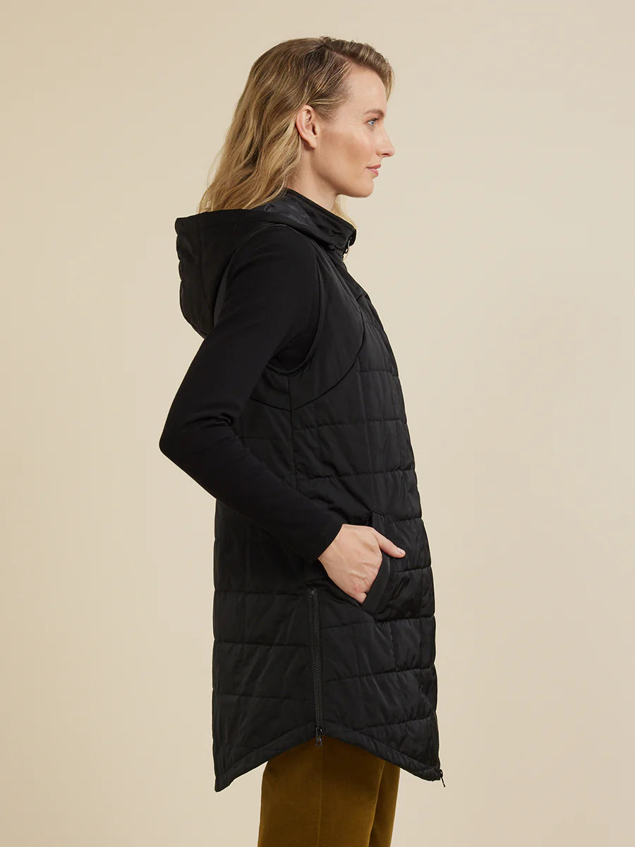 Hooded Quilt Vest | Black - Yarra Trail - Beechworth Emporium
