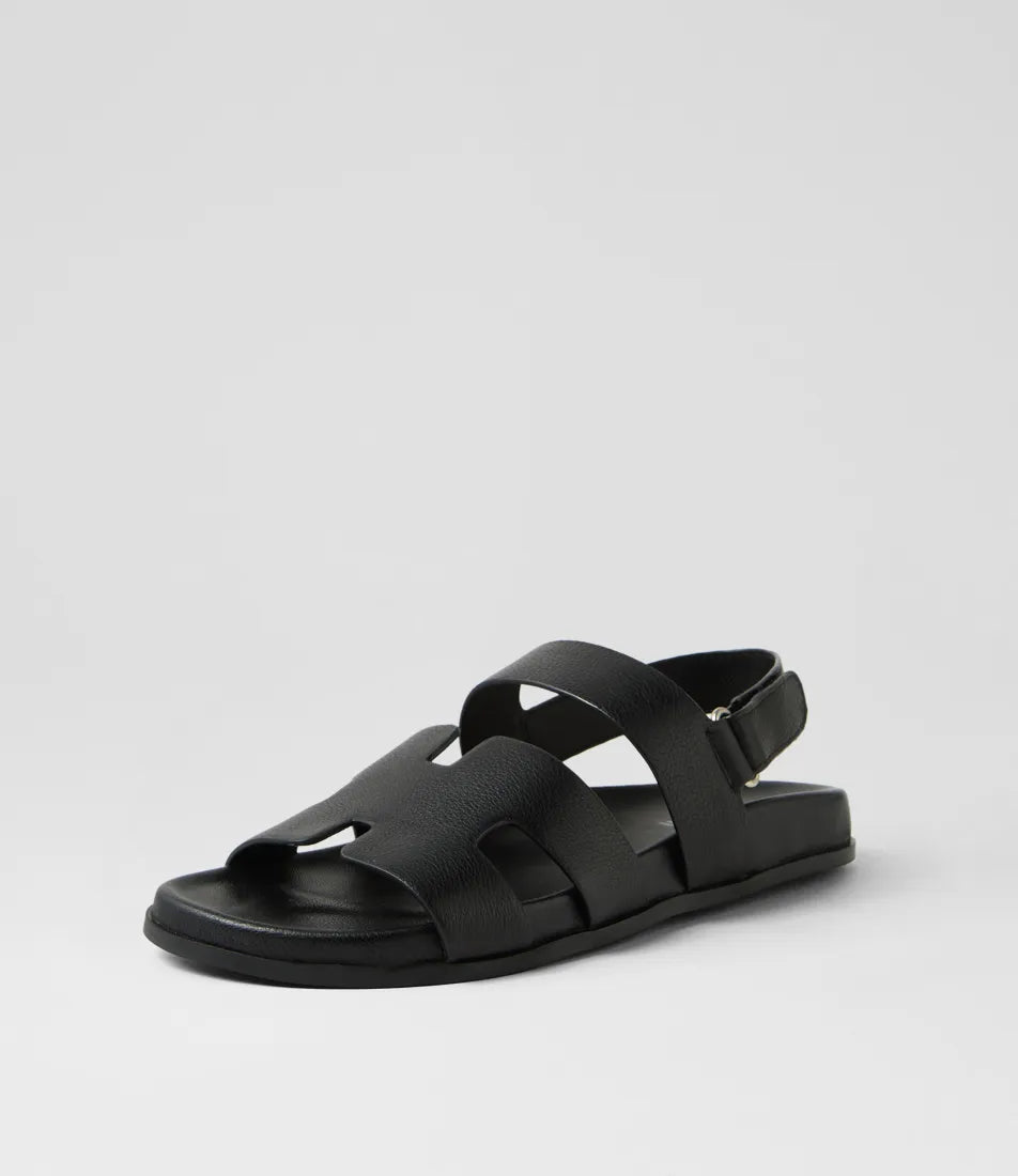 Hopeful Black Leather Sandals