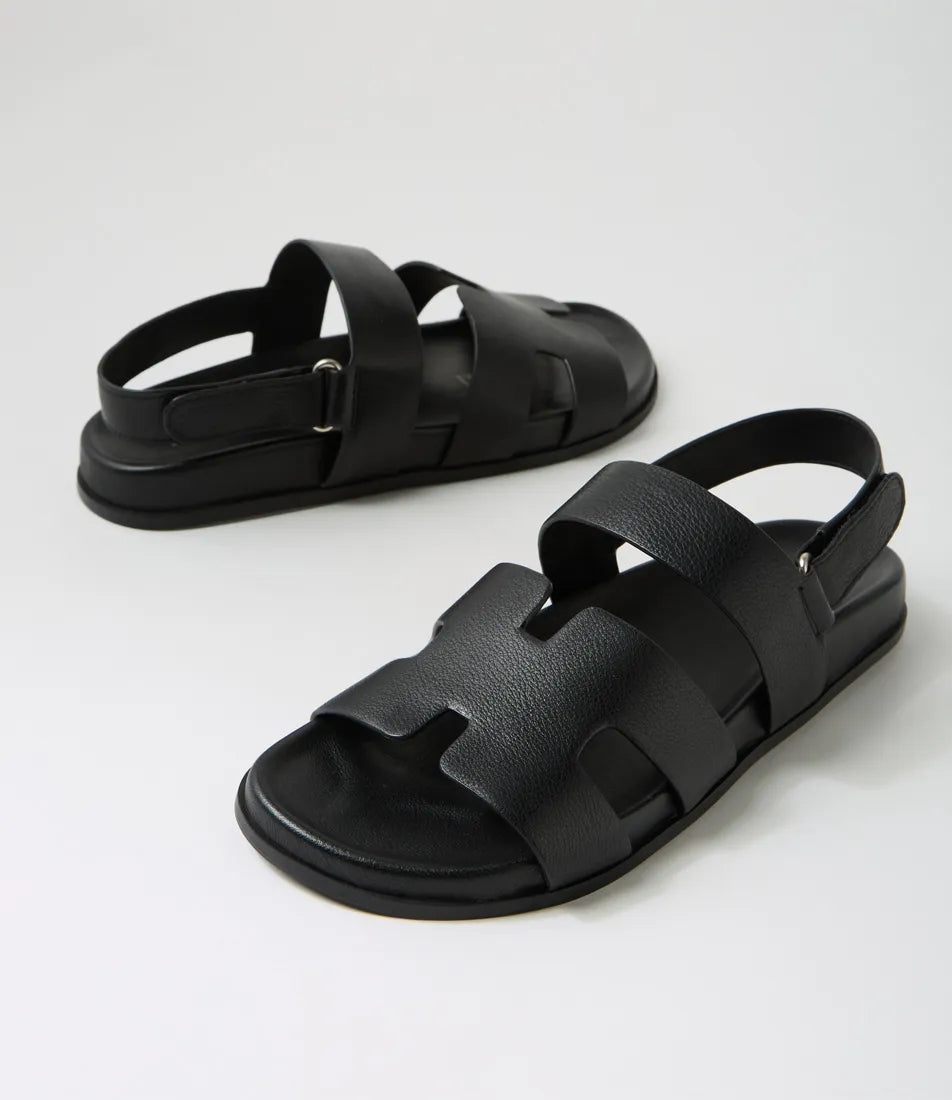 Hopeful Black Leather Sandals