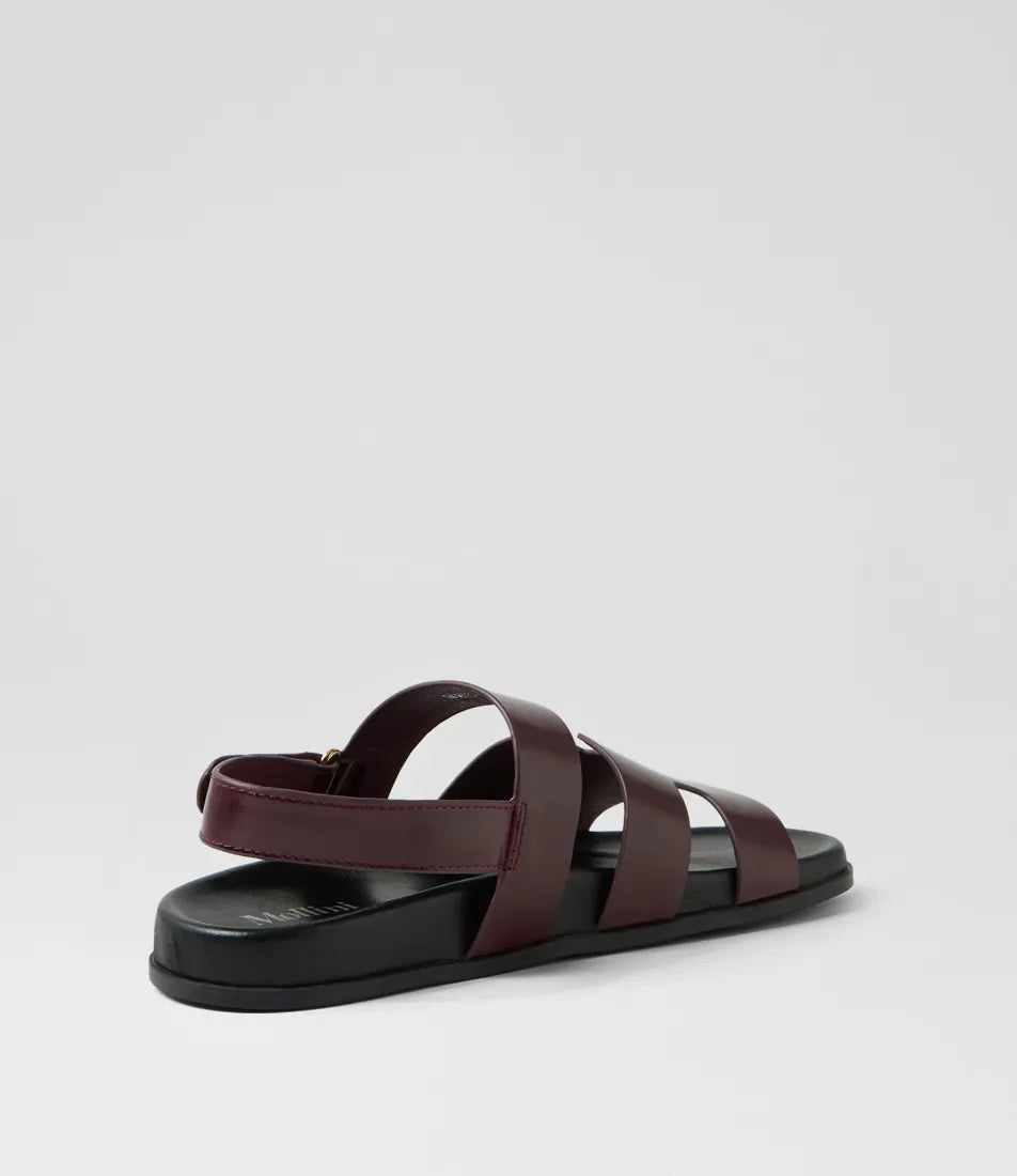 Hopeful Burgundy Black Shine Leather Sandals