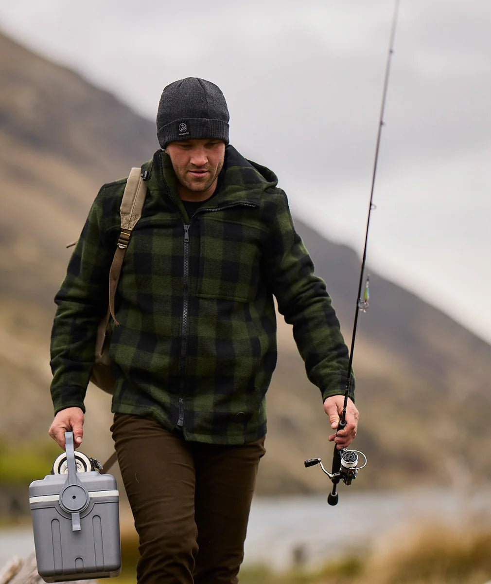 Hudson Hoodie | Olive Check - - Beechworth Emporium