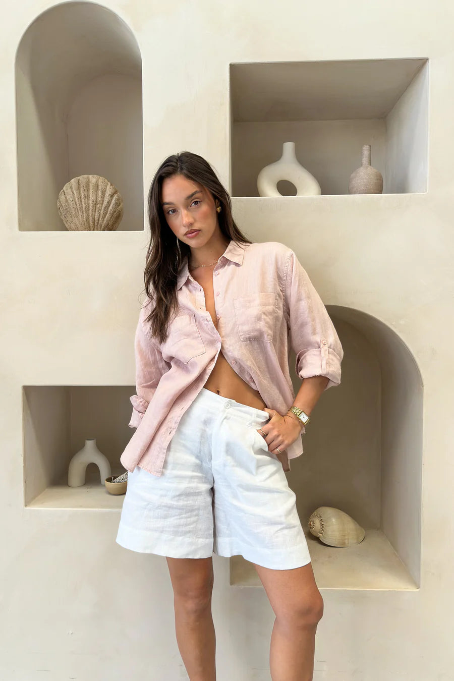 Boyfriend Linen Shirt | Blush