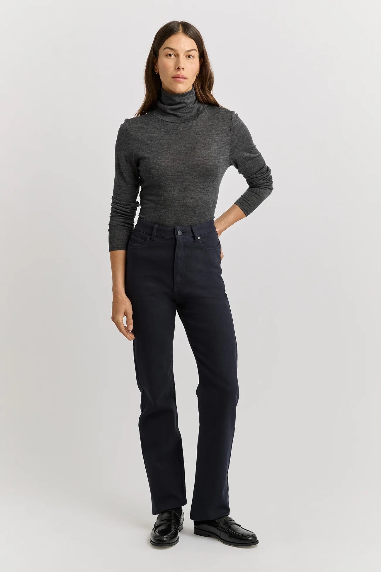 Straight Leg Merino Denim | Navy