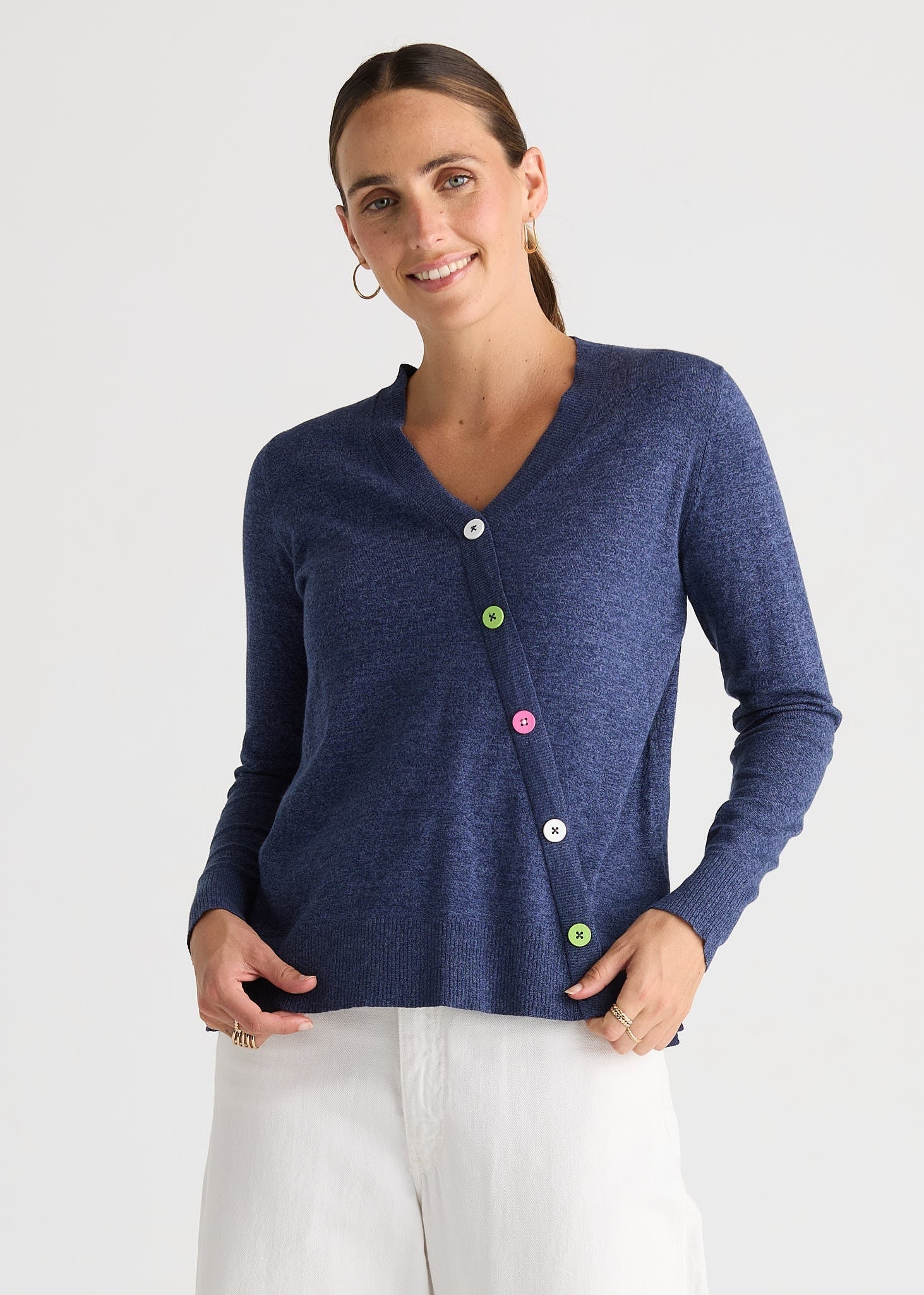 Button Angle Top | Denim