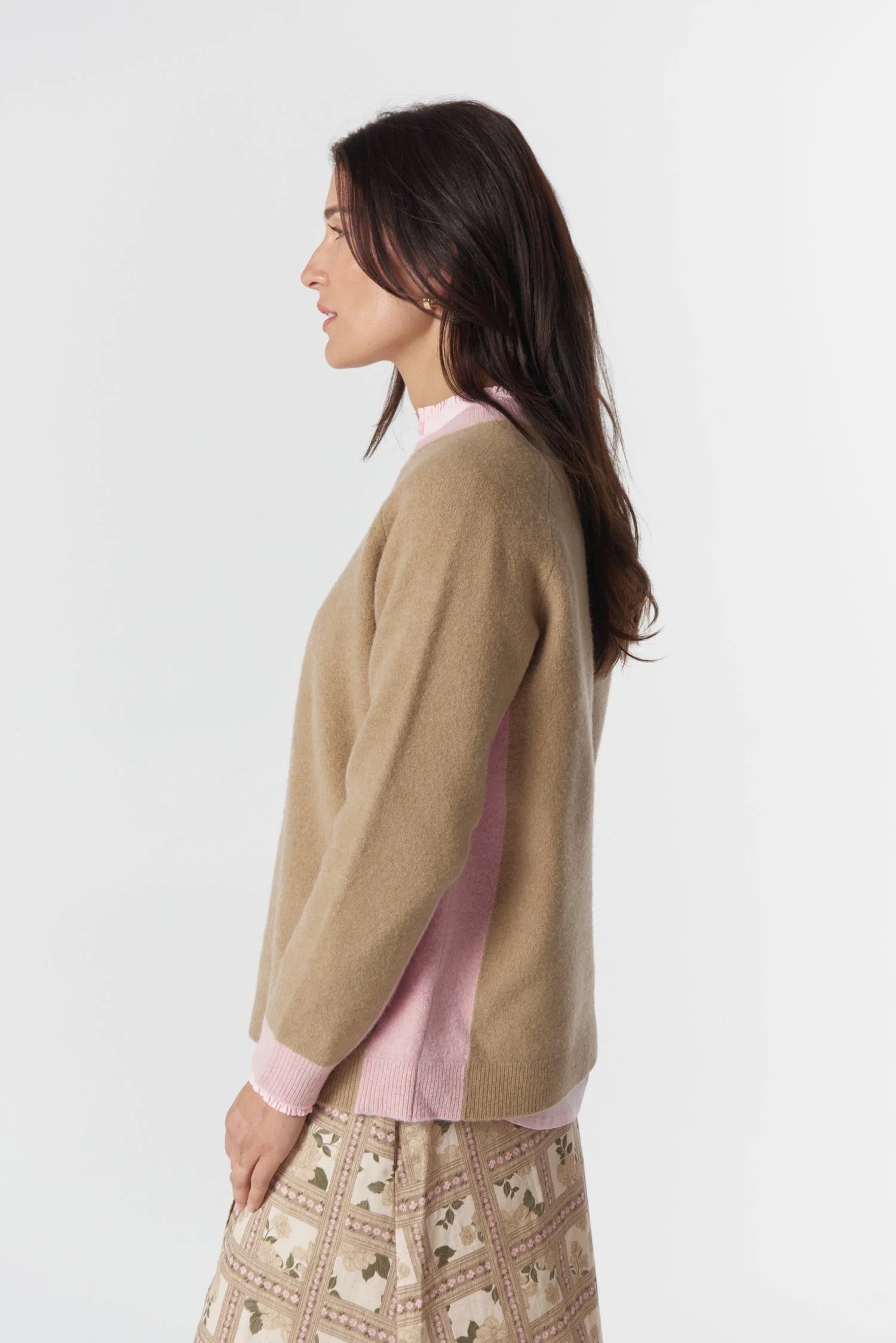 Drover Brushed Merino Jumper | Light Camel\Blush
