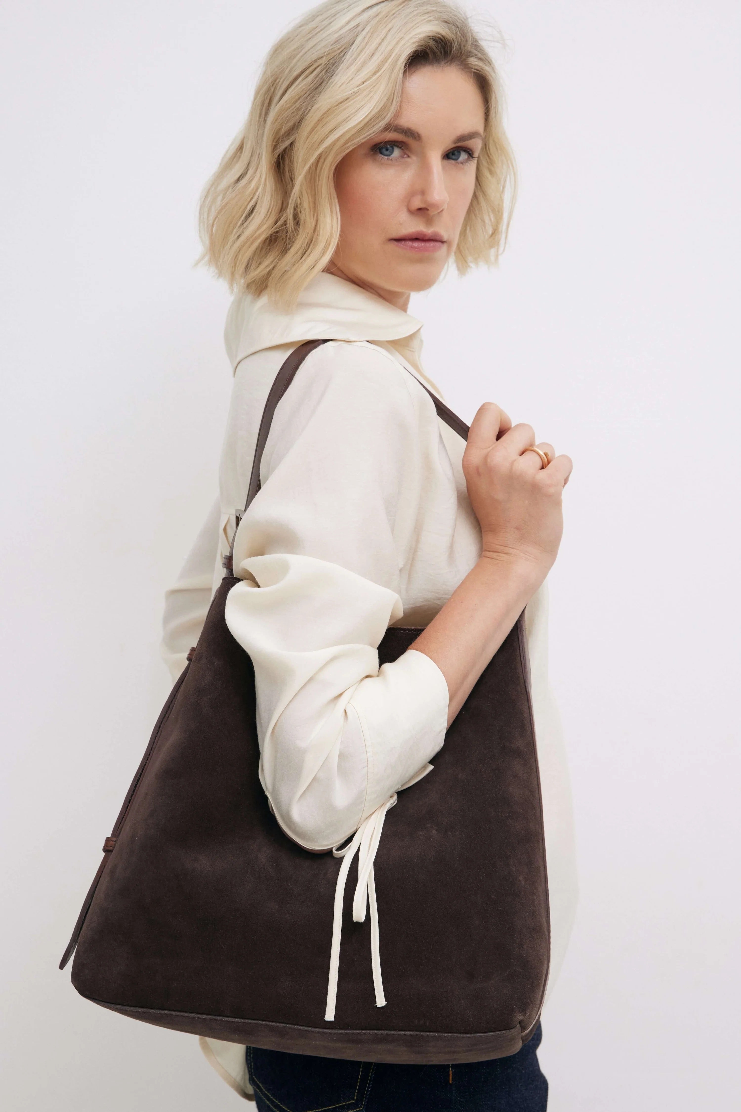 Suede Cabas Tote | Chocolate