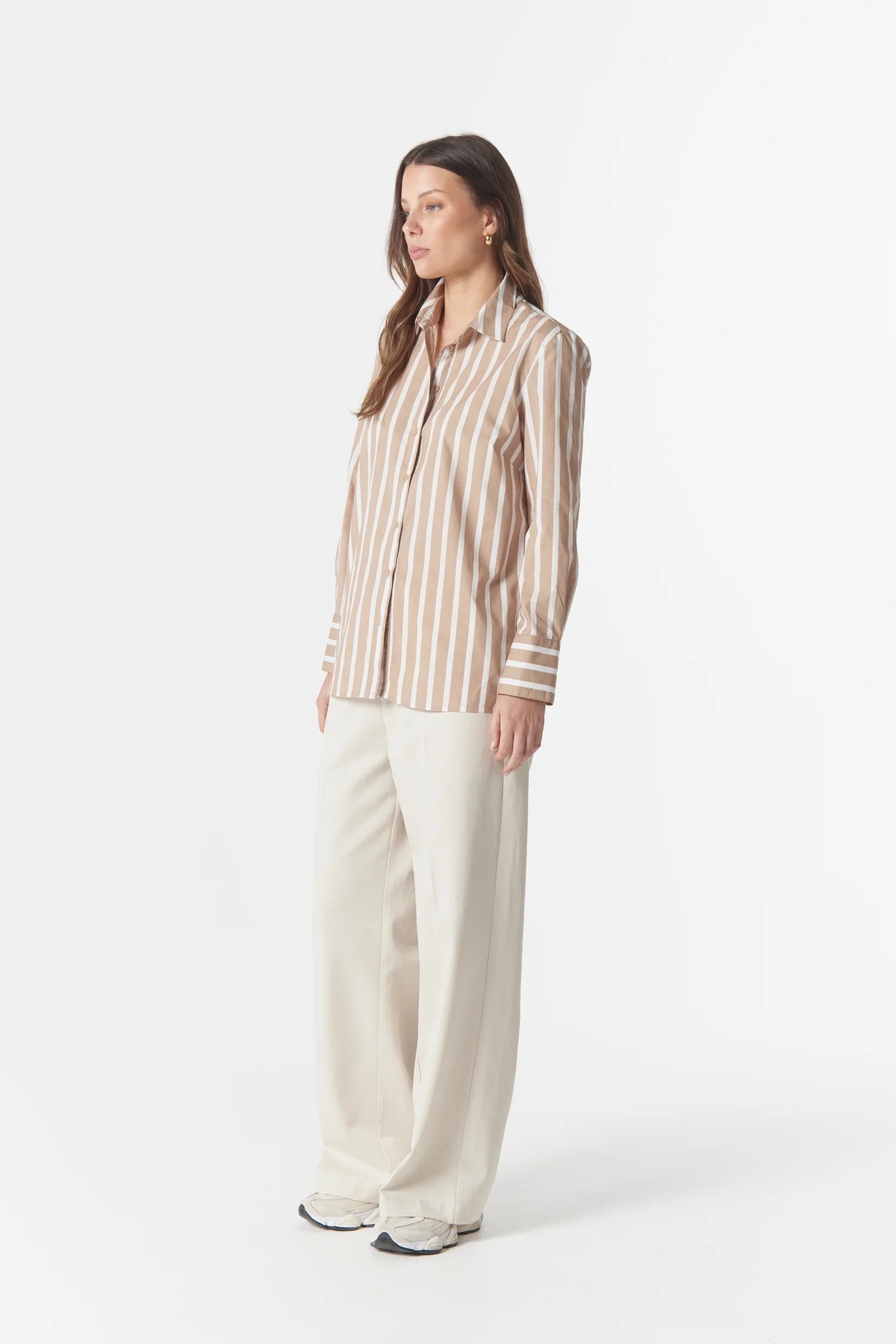 Most Wanted Striped Shirt | Camel/White