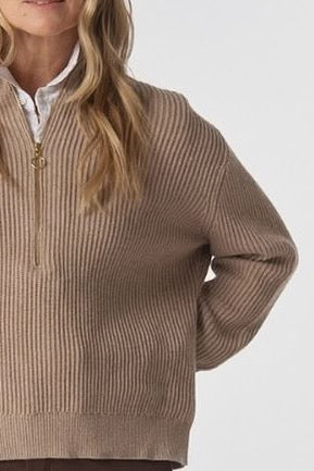 Jillaroo 1/2 Zip Merino Cotton Jumper | Oatmeal