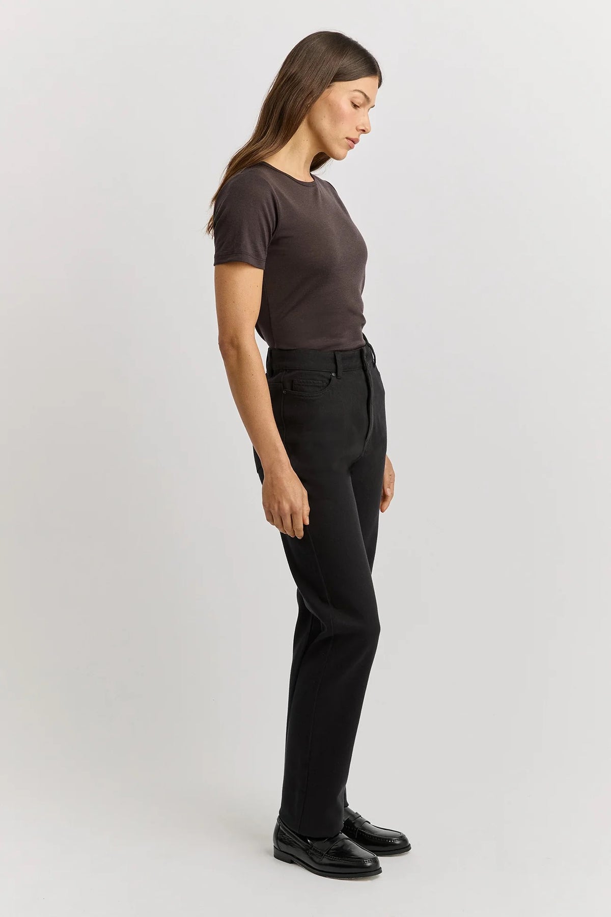 Straight Leg Merino Denim Jean | Black
