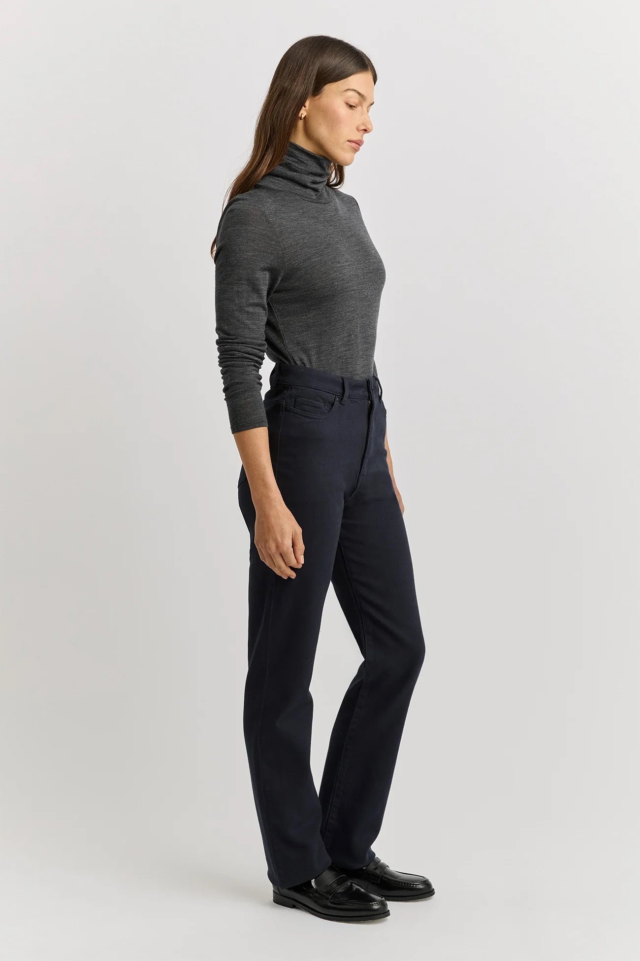 Straight Leg Merino Denim | Navy