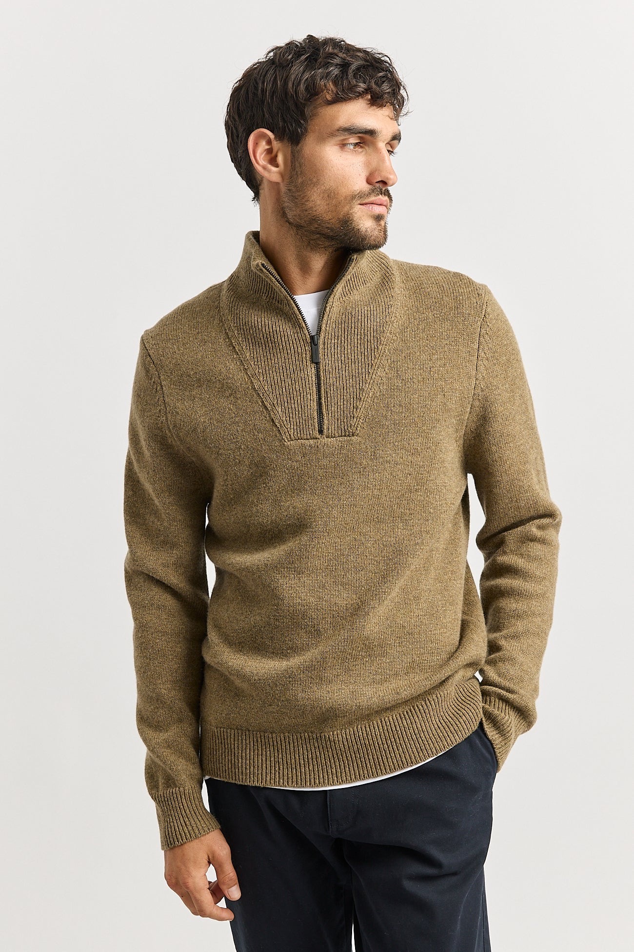 Lambswool Half Zip | Tannin