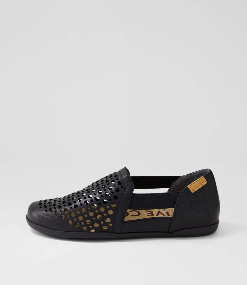 Labiki W Black Tumble Leather Loafers
