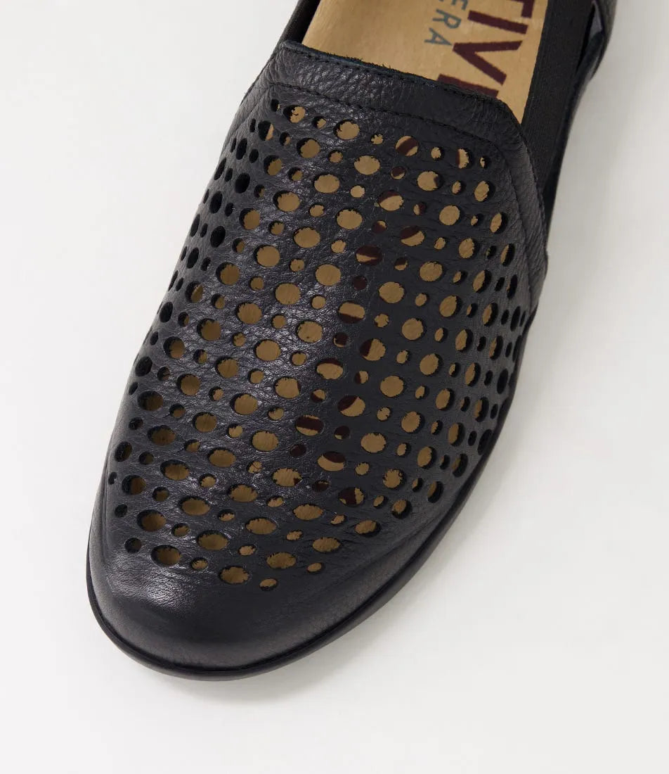 Labiki W Black Tumble Leather Loafers