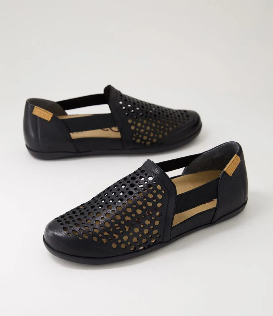 Labiki W Black Tumble Leather Loafers