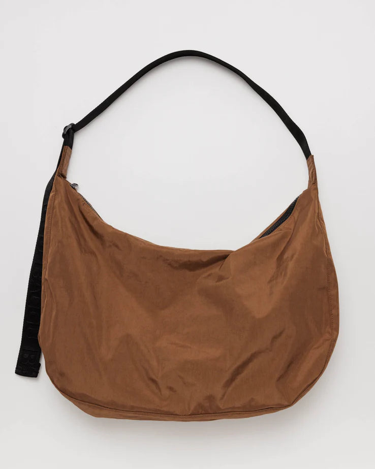 Large Nylon Crescent Bag | Brown