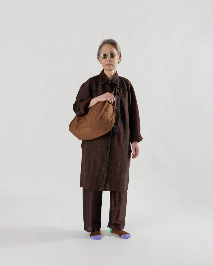Large Nylon Crescent Bag | Brown