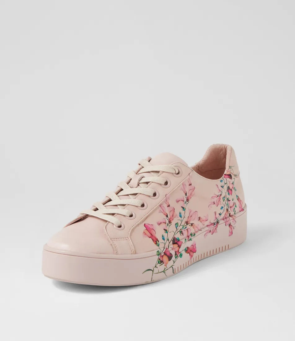 Leeze Pink Florist Leather Sneakers - Django & Juliette - Beechworth Emporium