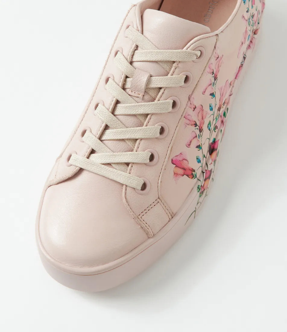 Leeze Pink Florist Leather Sneakers - Django & Juliette - Beechworth Emporium