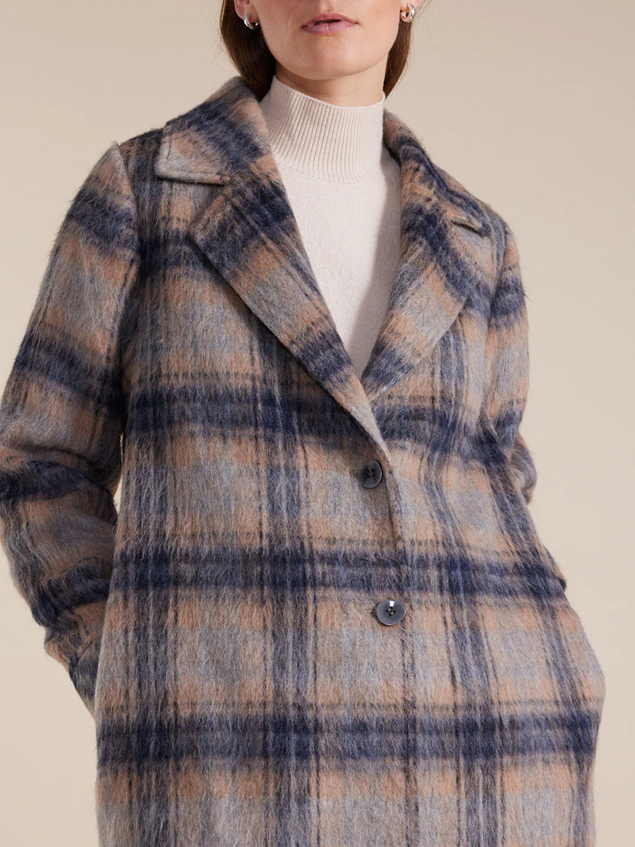 Long Sleeve Brushed Check Coat - Marco Polo - Beechworth Emporium