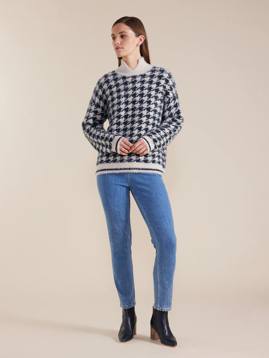 Long Sleeve Houndstooth Sweater - Marco Polo - Beechworth Emporium