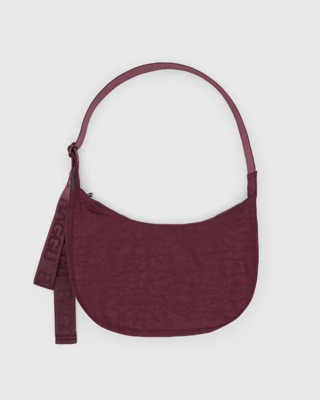 Medium Nylon Crescent Bag | Mahogany - - Beechworth Emporium