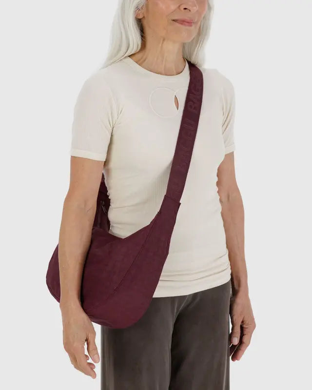 Medium Nylon Crescent Bag | Mahogany - - Beechworth Emporium