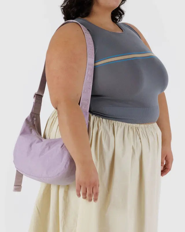 Medium Nylon Crescent Bag | Dusty Pink