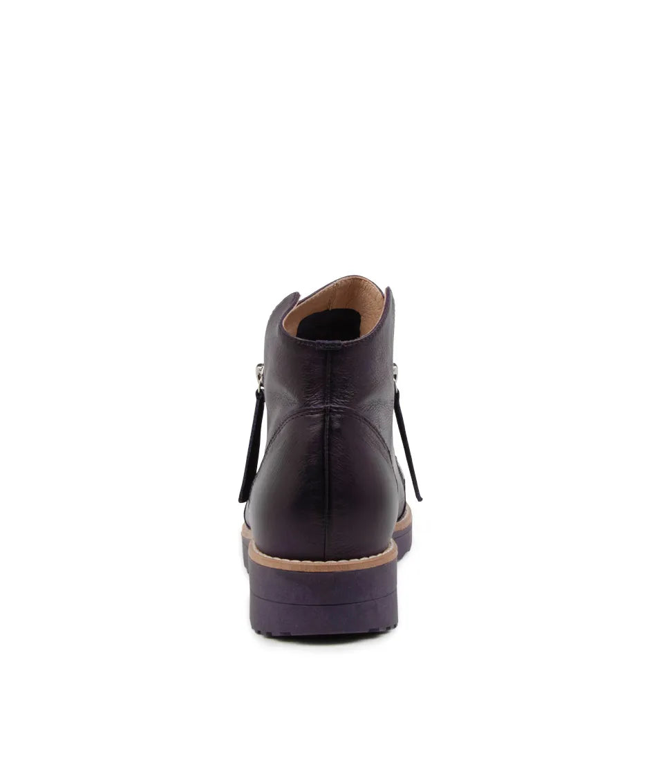 Ohmy Aubergine Leather Ankle Boots - Top End - Beechworth Emporium