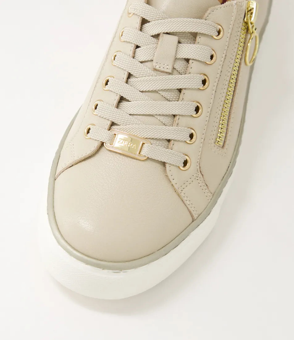 Pamela XF Almond Leather Sneakers - Ziera - Beechworth Emporium