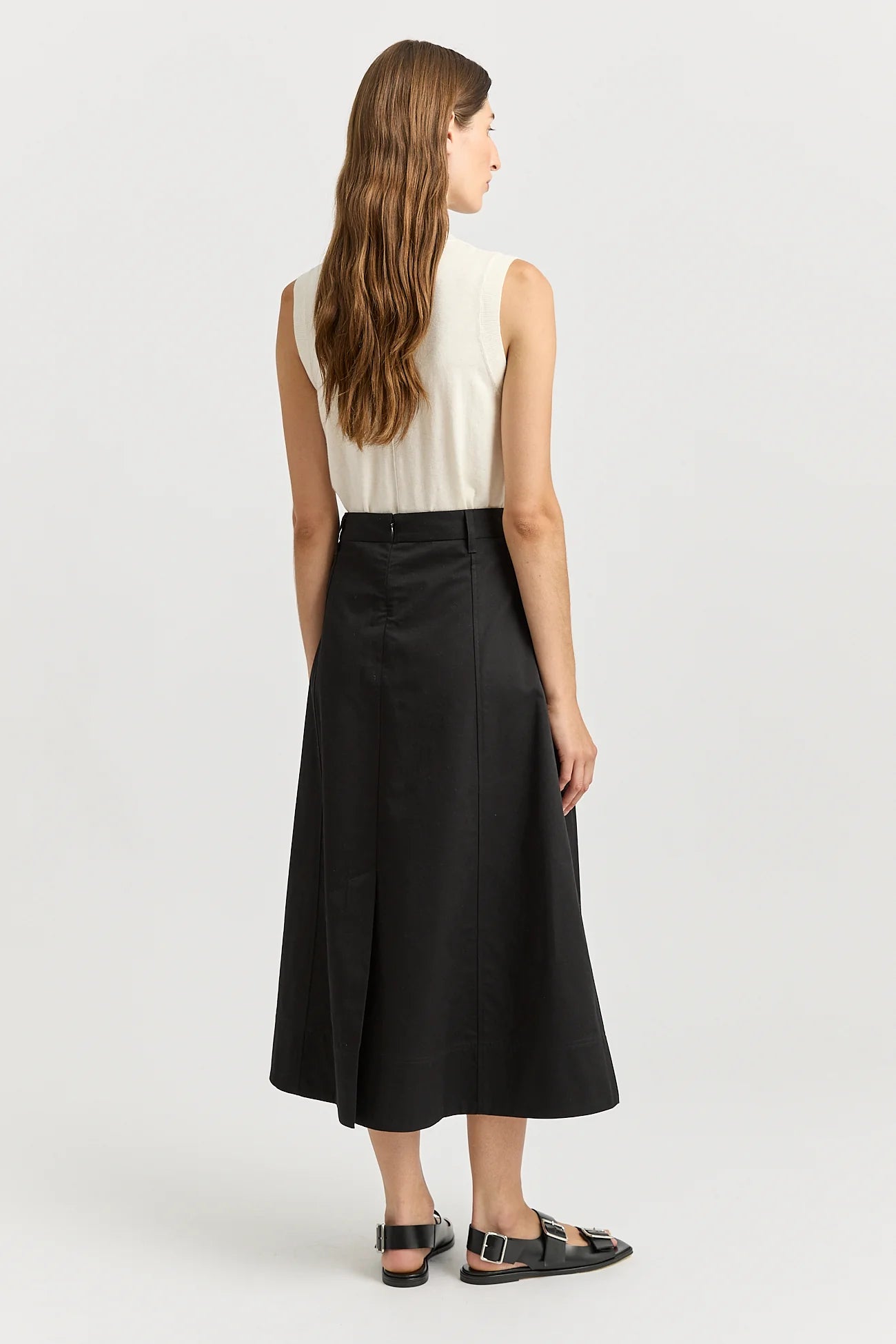 Pleat Detail Midi Skirt