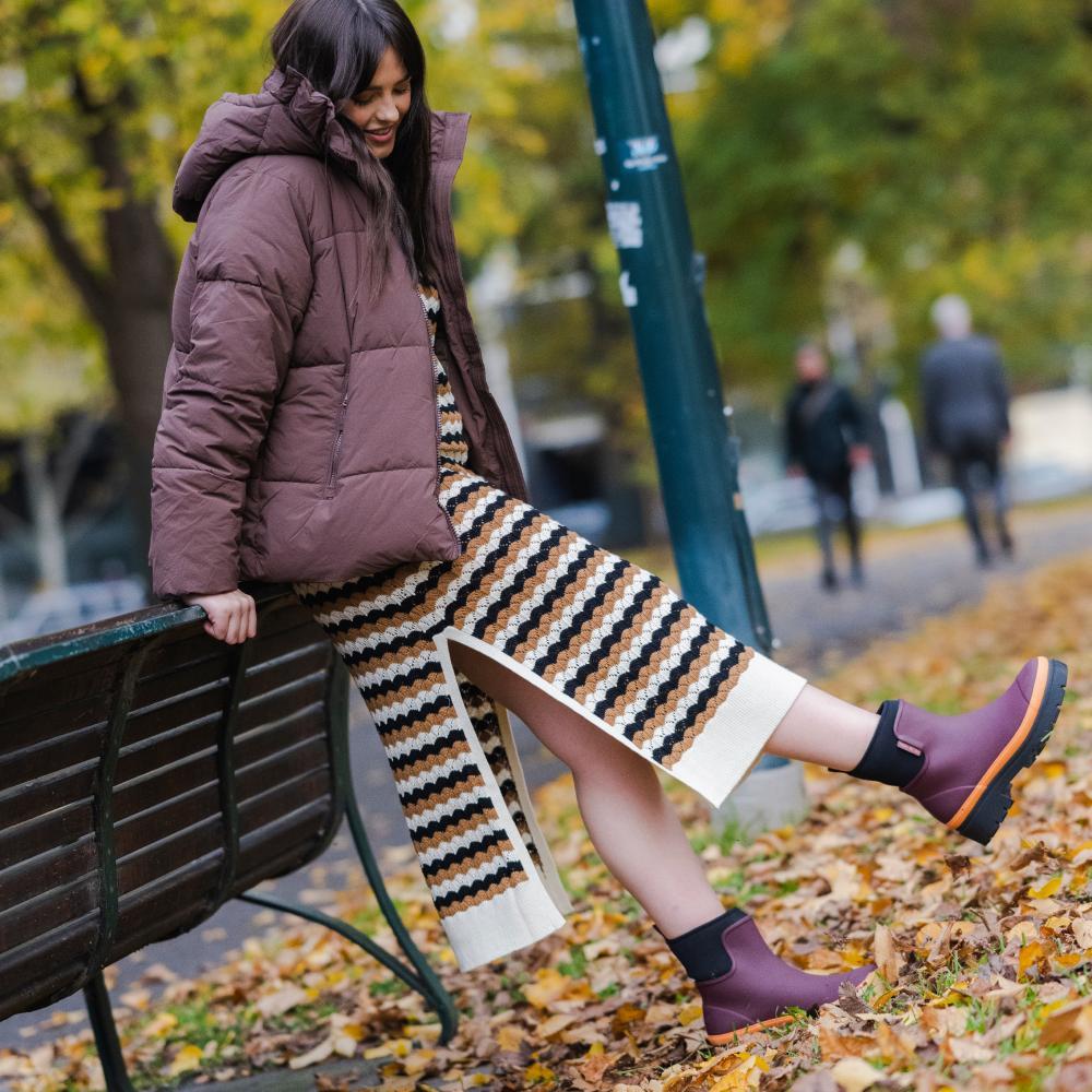 Tully Boot | Plum & Neon Orange