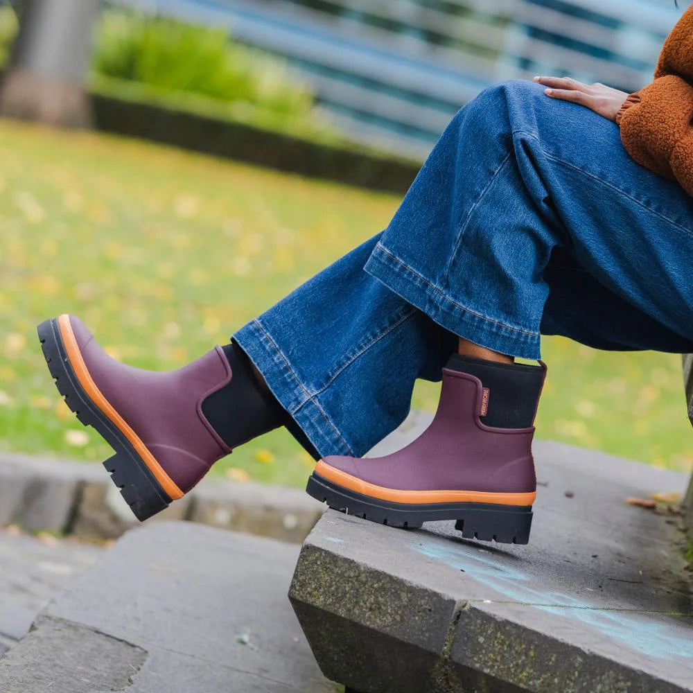 Tully Boot | Plum & Neon Orange