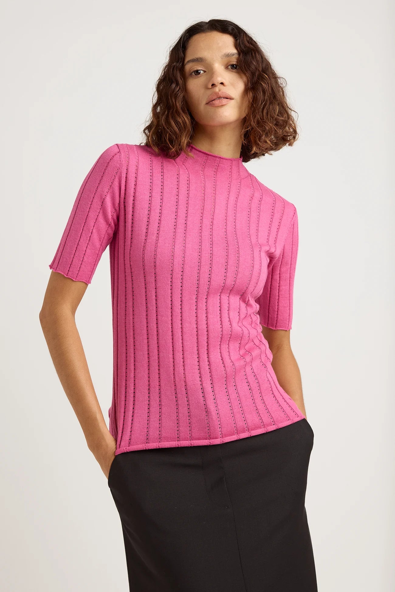 Pointelle Knit Top | Amaranth -  - Beechworth Emporium