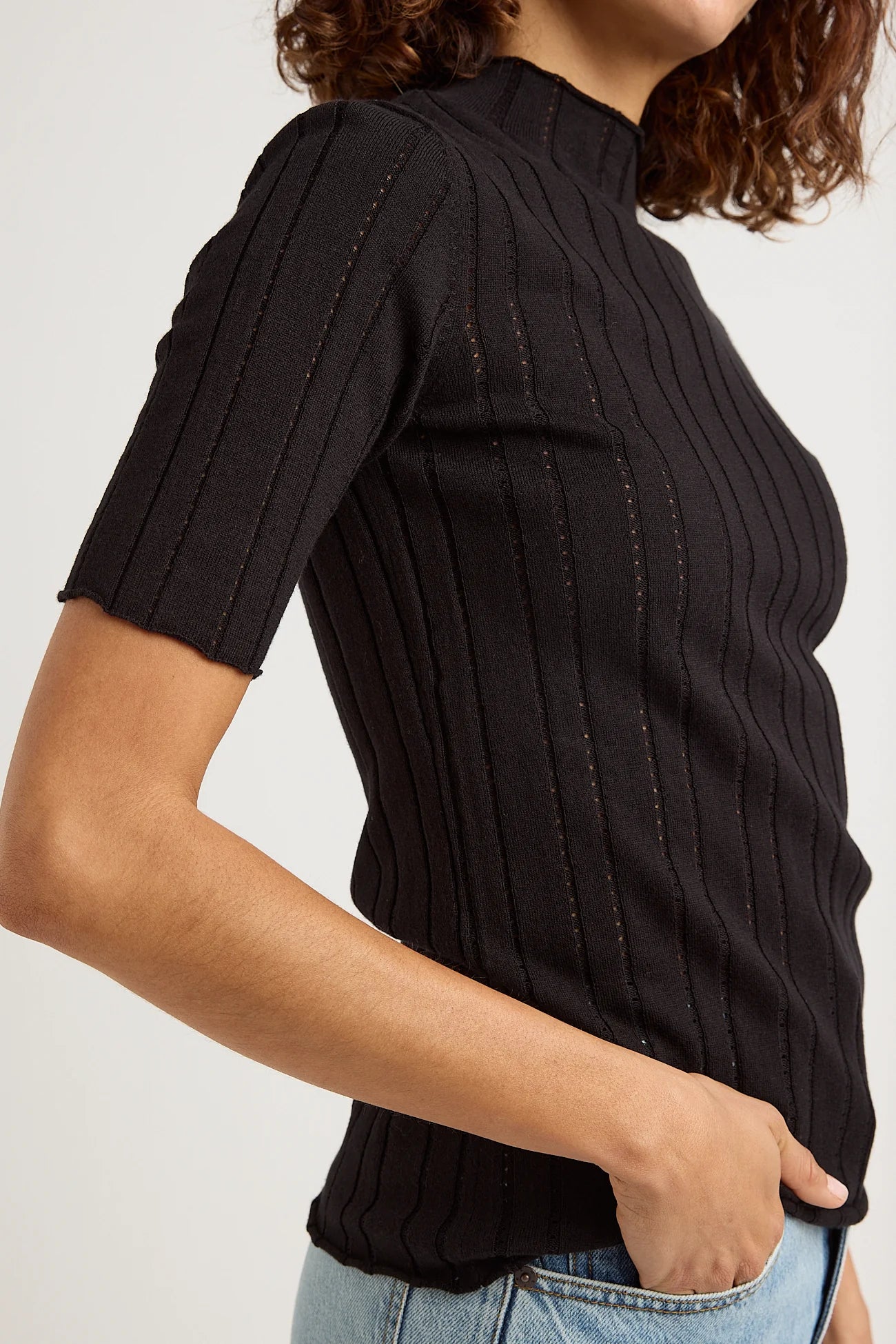 Pointelle Knit Top | Black -  - Beechworth Emporium