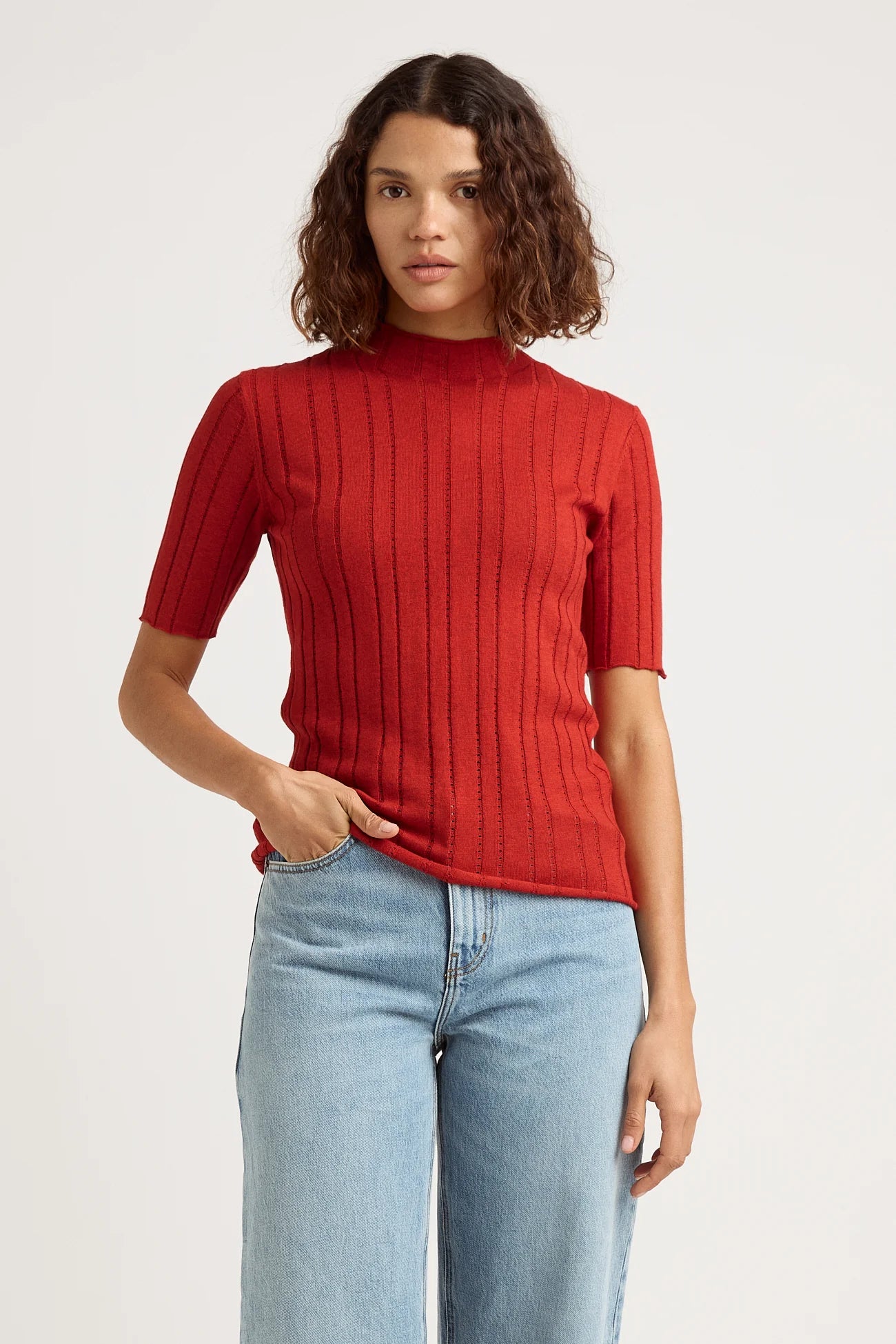 Pointelle Knit Top | Lava -  - Beechworth Emporium