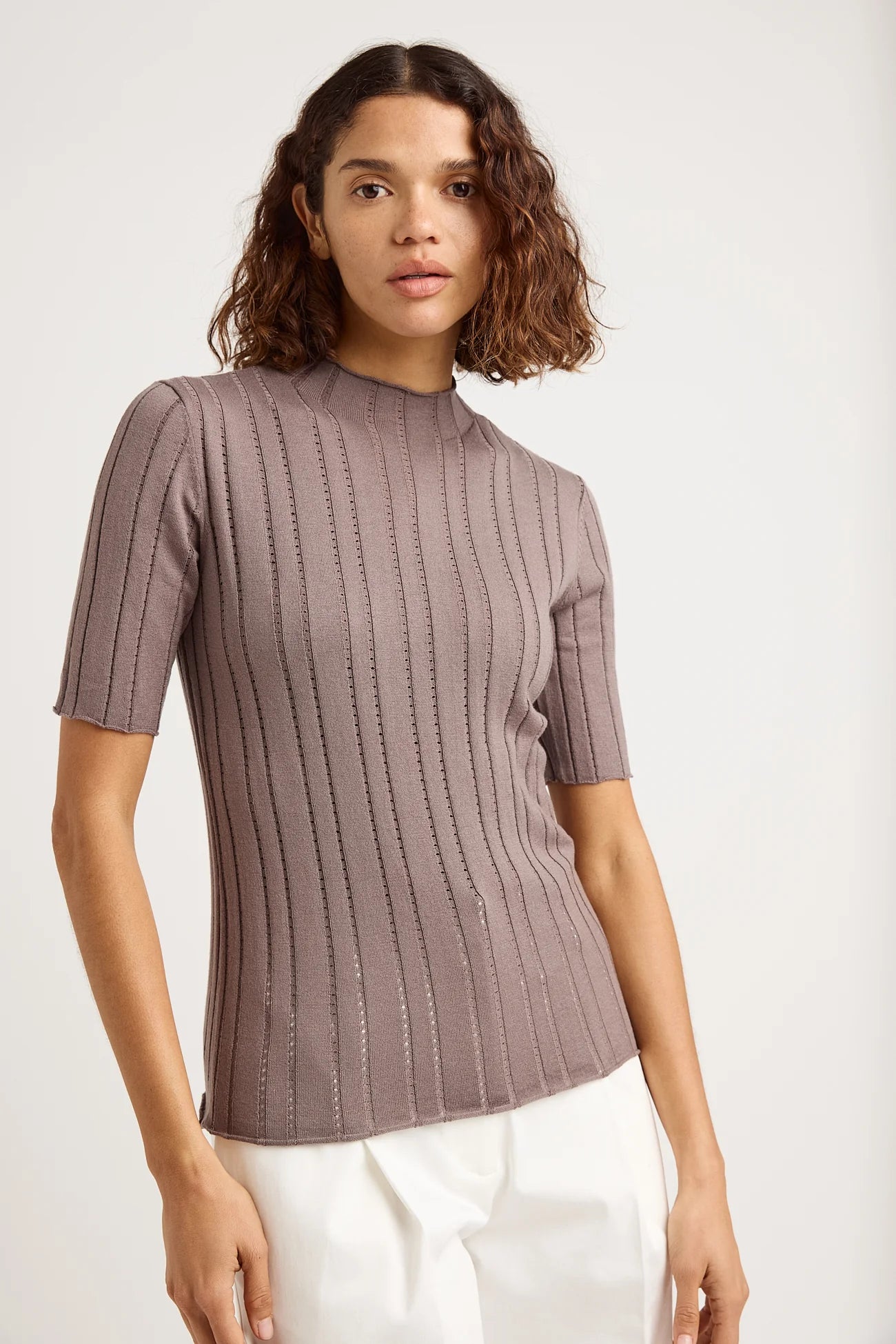 Pointelle Knit Top | Taupe -  - Beechworth Emporium