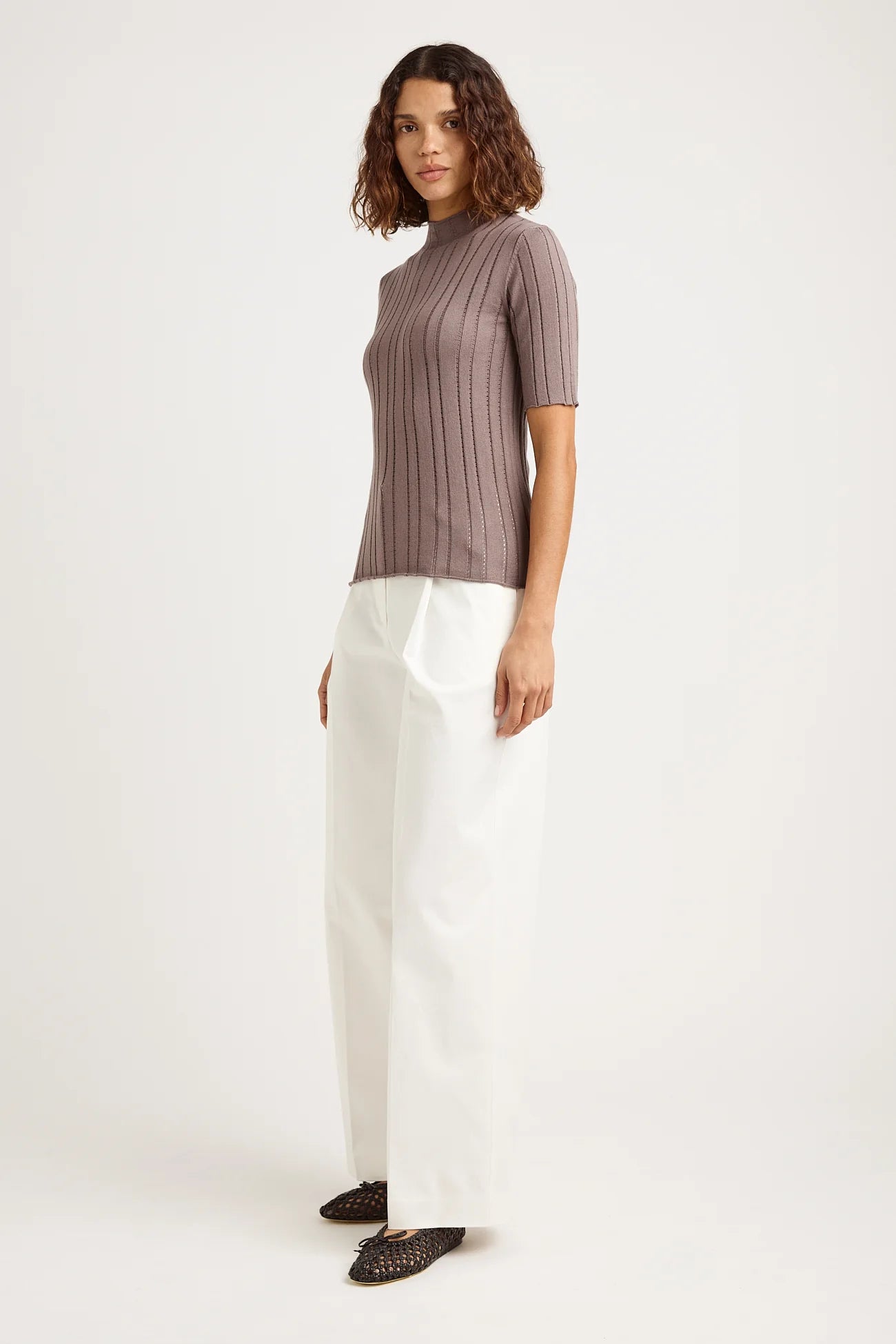 Pointelle Knit Top | Taupe -  - Beechworth Emporium