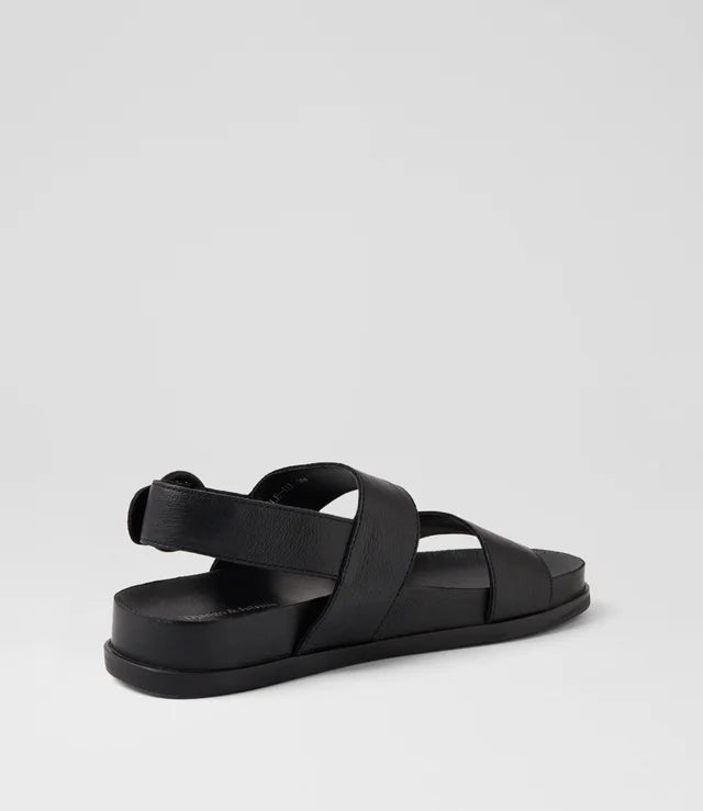 Quiffle Black Leather Sandal