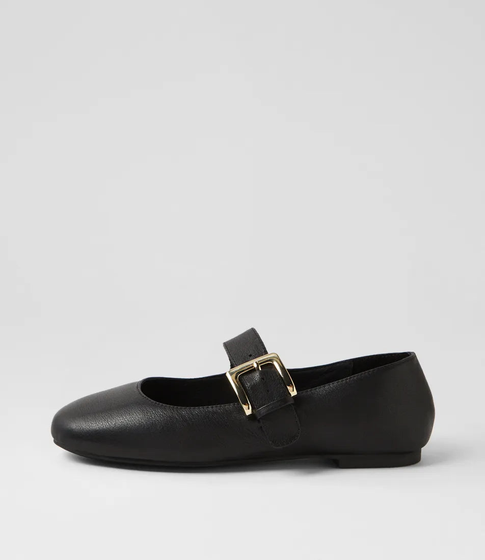 Ranilla Black Leather Flat Shoes - - Beechworth Emporium