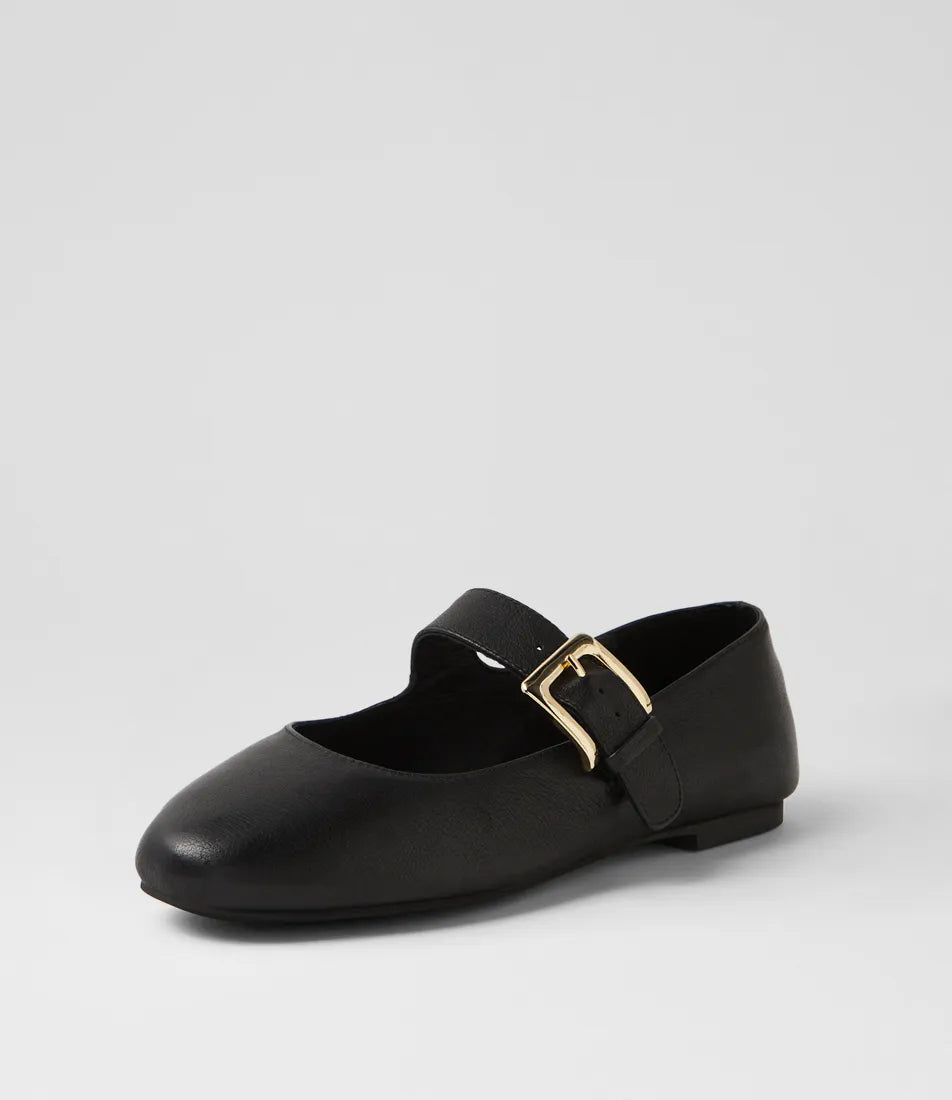 Ranilla Black Leather Flat Shoes - - Beechworth Emporium